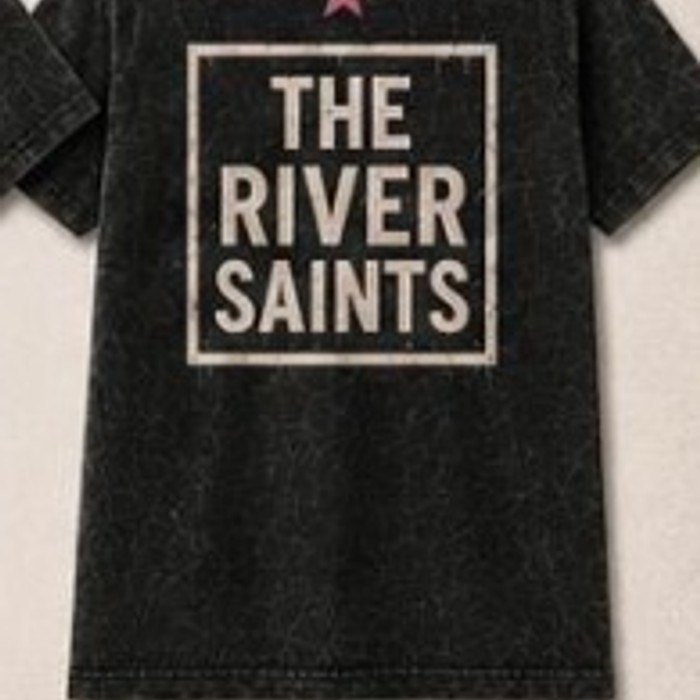 Tequila t-shirt back print with The River Saints logo